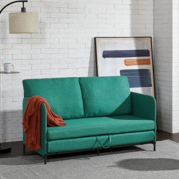 Sofá cama Soini plegable diseño 2 en 1 espuma textil metal 78 x 125 x 67 cm - Verde [en.casa]