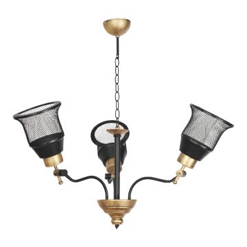 Lámpara colgante Langport 3xE27 60 W metal 70 x 69 x 69 cm negro / dorado [lux.pro]