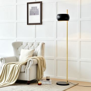Lámpara de pie Luton con cadena de tiro 1 x E27 altura 171 cm metal mármol negro/dorado [lux.pro]