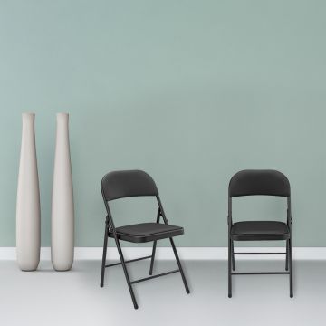 Set de 6 sillas de oficina Asientos de conferencia cuero sintético/metal 46 x 80 x 50 cm - Negro [pro.tec] 