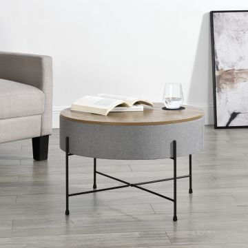 Mesa de centro Tauranga con tablero extraíble aglomerado/metal 40 x 60 cm - Gris y Negro [en.casa]