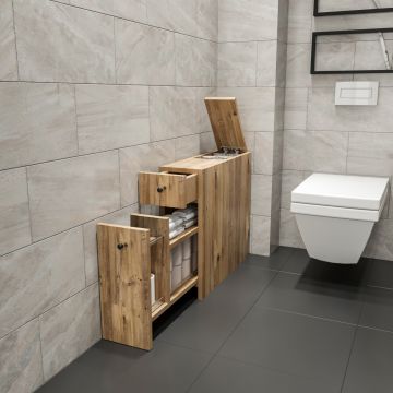 Mueble de baño auxiliar Birkenes aglomerado 60-110x19x55cm - Efecto madera [en.casa]