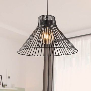 Lámpara colgante Bloxwichl 1 x E27 20 W metal 32 x Ø 49 cm negro [lux.pro]