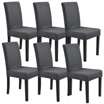 [neu.haus] Set de 6 x funda para silla en color gris oscuro material extensible y elástico para diferentes tamaños de sillas