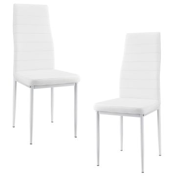 Set de 2 sillas de comedor Lidköping con respaldo alto tapizada cuero sintético mate 96x43x52 cm - Blancas [en.casa]