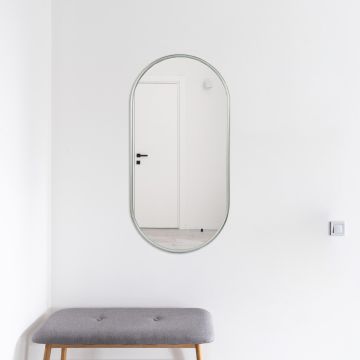 Espejo de pared ovalado Picciano aluminio - 40 x 80 cm - Gris grafito [en.casa]