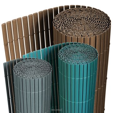 [neu.haus] Estera de PVC (3 colores)(3 tamaños diferentes a elegir) 90 | 150 | 200 x 300cm gris / verde / marrón / protector contra el viento - pantalla de privacidad, para jardín, balcón y terraza 