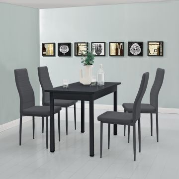 Conjunto de comedor Jørpeland Mesa En difrentes colores (120x60cm) con 4 sillas negras Tapizadas Mesa de Cocina con Set de Sillas Set ahorro 