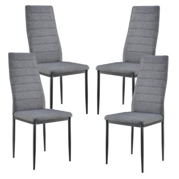 Set de 4x sillas de Comedor Lidköping tapizadas de tela y acero - 96 x 43 x 52 cm Gris [en.casa]