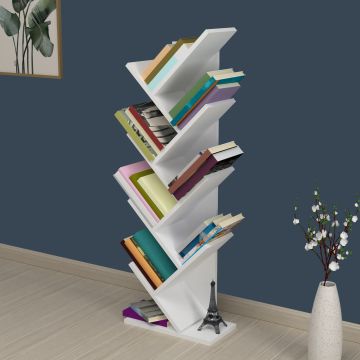 Librería Tranås de 7 niveles aglomerado 121 x 44 x 22 cm blanco [en.casa]