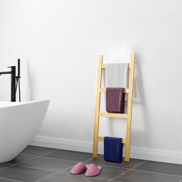 Escalera toallero Luumäki con 4 barras pino 120x47x2 cm - En diferentes colores [en.casa]