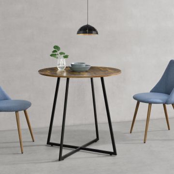 Mesa de Comedor Vaggeryd estilo minimalista redonda Metal y MDF 78 x Ø 80 cm - varios colores [en.casa]