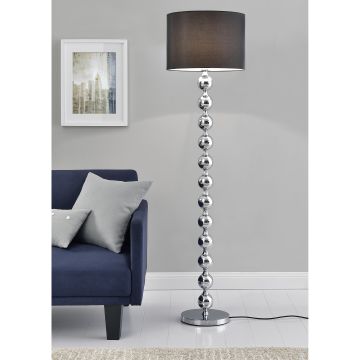 [lux.pro]® Lámpara de pie- E27 / 60 W / 230 V - negro-cromo (155cm - 48 cm) - columna de esferas 