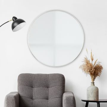 Espejo de pared Ordona redondo aluminio tamaño Ø 40 cm - Champagne plateado [en.casa]