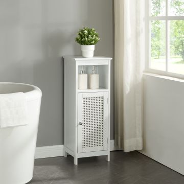 Mueble de baño Karlsøy con 1 puerta MDF ratán 80x30x28cm - Blanco [en.casa]