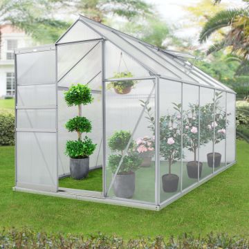 Invernadero de jardín Oisterwijk en policarbonato 5,89 m² 310 x 190 x 124/195 cm transparente [en.casa]