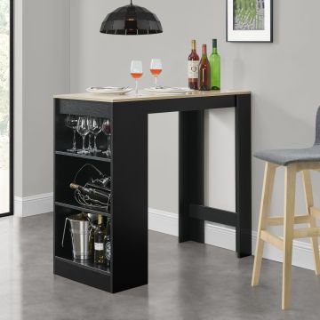 [en.casa]® Mesa de bar de Bistro Elegante - 110 x 50 x 103 cm - Mesa alta Cocina - Barra integrada para bebidas - 3 Estantes - En diferentes colores