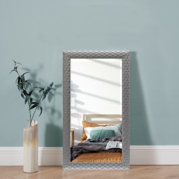 Espejo de pared Ocre rectangular con ganchos plástico 114 x 64 cm - Gris plateado [en.casa]