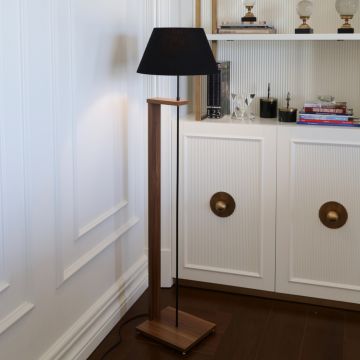 Lámpara de pie Bromwich  1xE27 20 W metal MDF tela 21 x Ø 38 cm en varios colores / madera  [lux.pro]