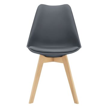 Set de 6x sillas de comedor Fläten estilo escandinavo cuero sintético y  madera de haya 81 x 49 x 57 cm - Gris [en.casa]