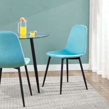 Juego de 2 sillas de comedor Nöstach terciopelo y acero 87 x 44 x 51 cm - Azul menta [en.casa]